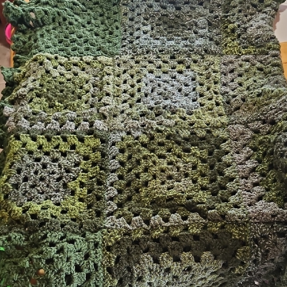 Handmade Green Crochet Blanket